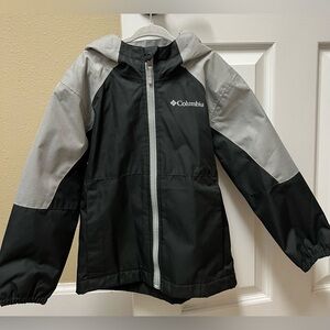 Columbia Sportswear Boys Youth Fleece Lined Rain Jacket Coat Black/Grey XXS(4-5)
